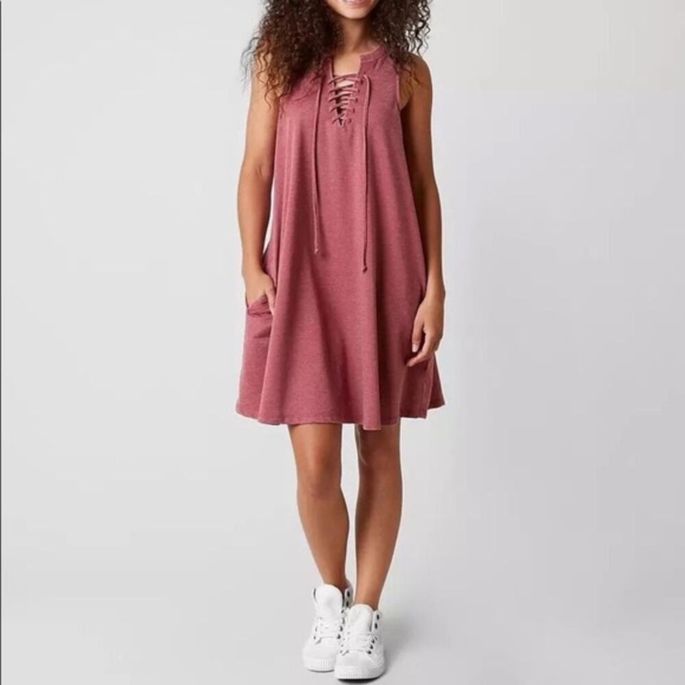 Z Supply All Tied Up Lace Up V Neck Sleeveless Shift Dress size S